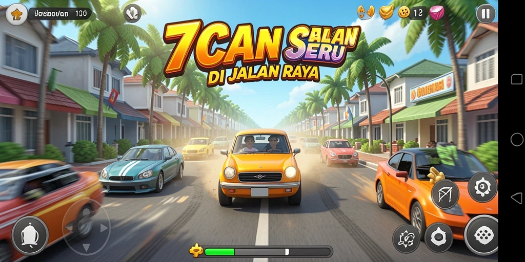 Tampilan menarik dari gameplay balapan 7CONE yang mendebarkan.