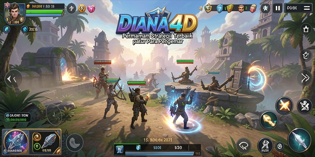 Tampilan dinamis gameplay DIANA4D dalam aksi strategi.
