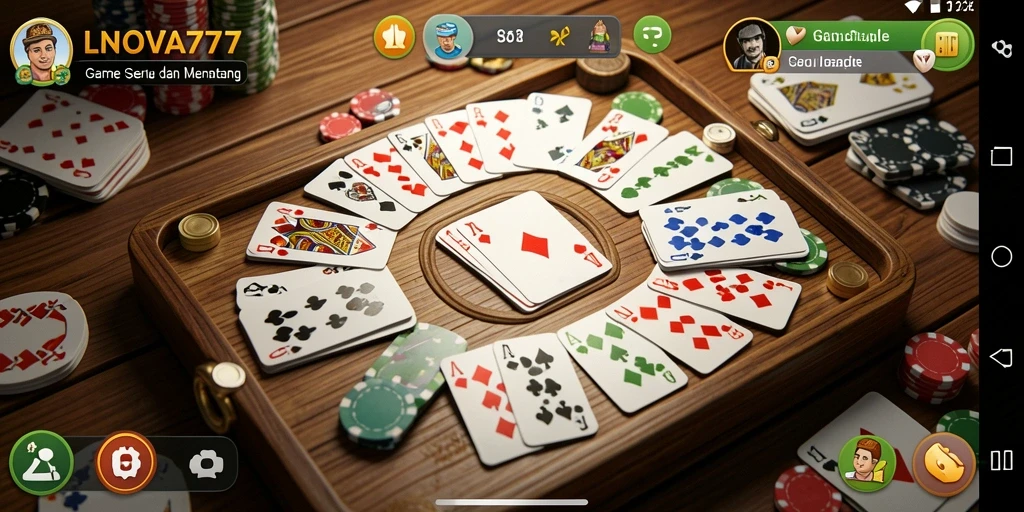 Screenshot gameplay LNOVA777 menampilkan serunya bermain Gaple.