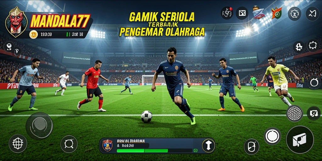 Tampilan gameplay MANDALA77 yang mengesankan di lapangan sepak bola.
