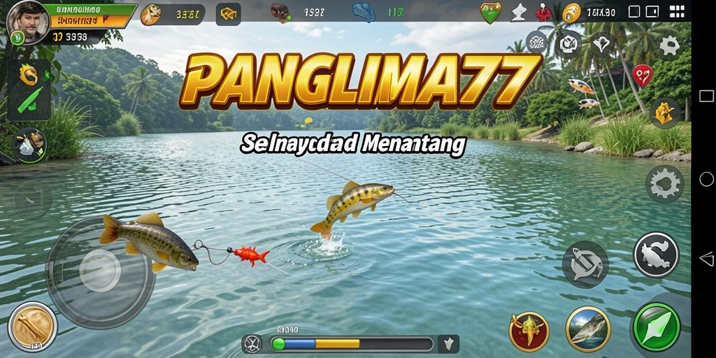 Gameplay memancing seru dalam PANGLIMA77 yang mendebarkan.