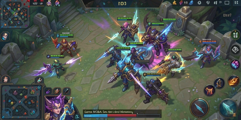 Tampilan gameplay seru dalam RICHRTP dengan aksi MOBA yang mendebarkan.