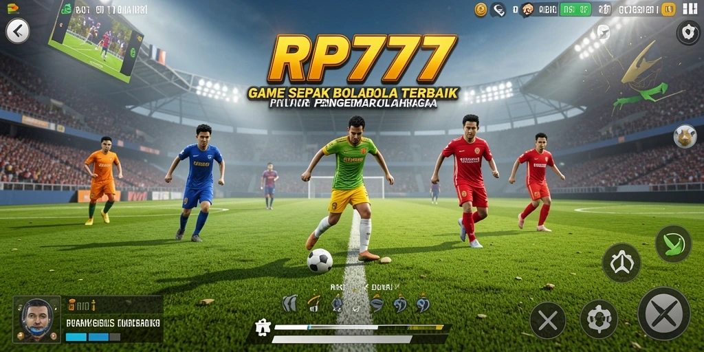 Tangkapan layar RP777 menunjukkan aksi seru gameplay sepak bola.